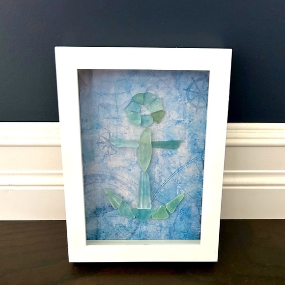 Other - Nautical Anchor Seaglass Art 5x7 shadowbox frame